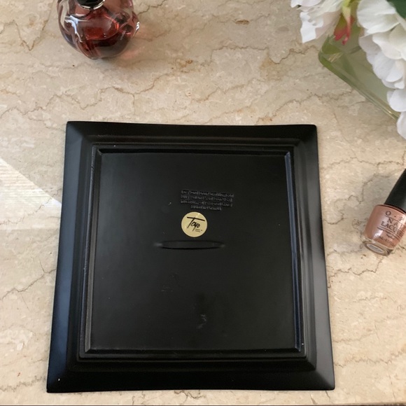 Moss or sage green and black Decorative vanity tray or display, 9.5  in. square - Picture 4 of 7